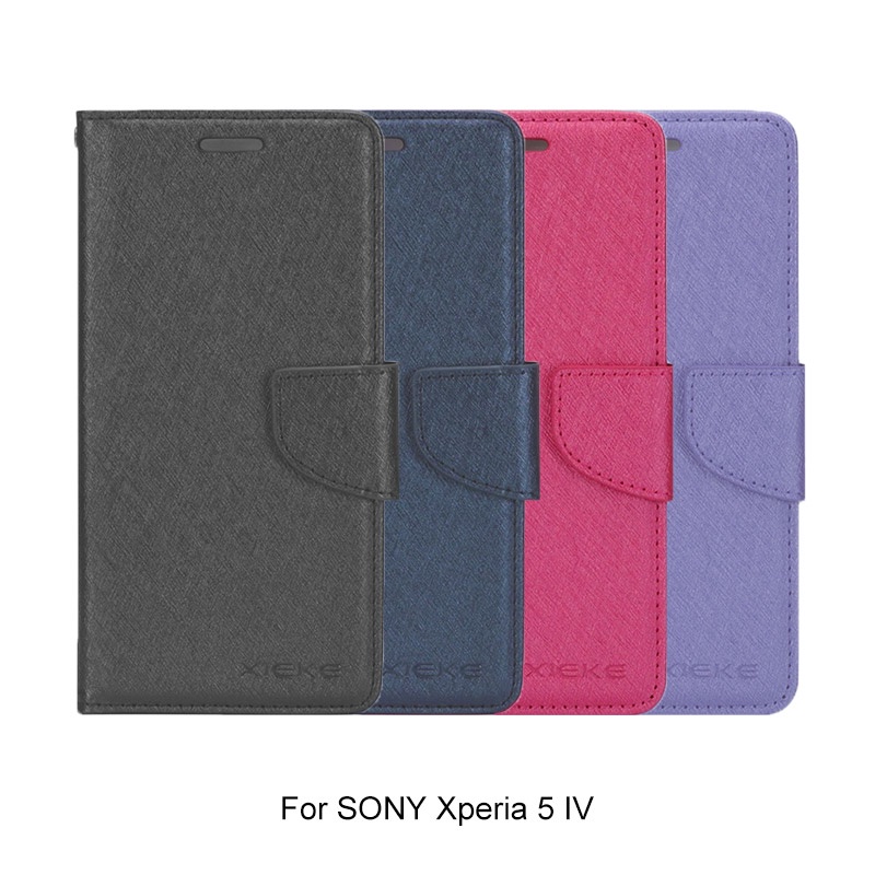 XIEKE SONY Xperia 5 IV 月詩蠶絲紋皮套 磁扣 可插卡 保護套 手機套