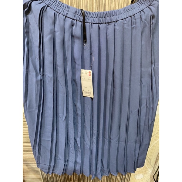 Uniqlo百褶裙L號 全新 藍色