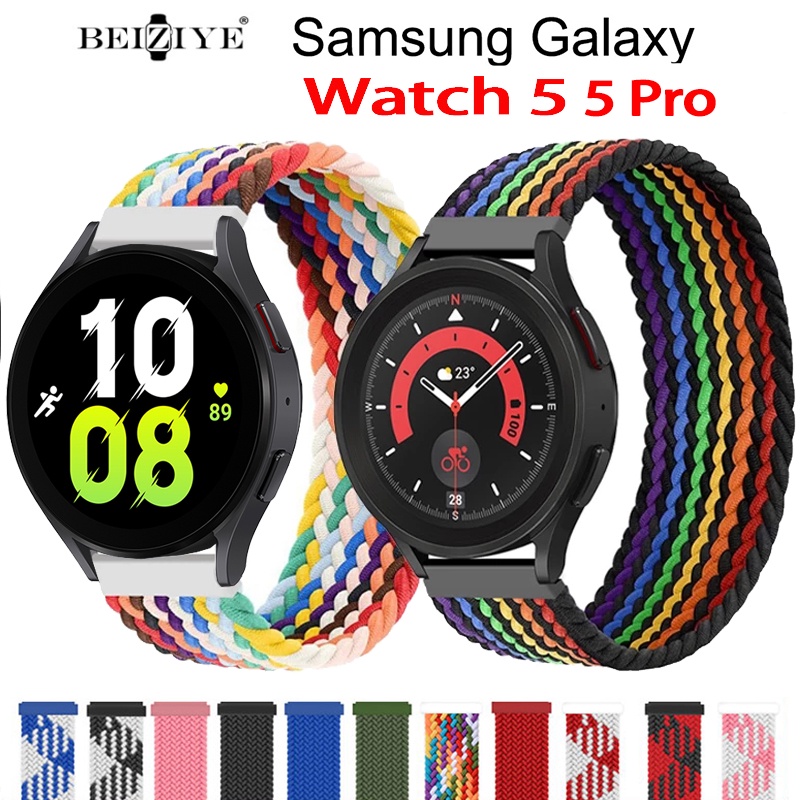 尼龍編織紋Galaxy Watch 5 5 Pro 錶帶彈性編織錶帶適用於三星Watch5 5 pro 44 45mm