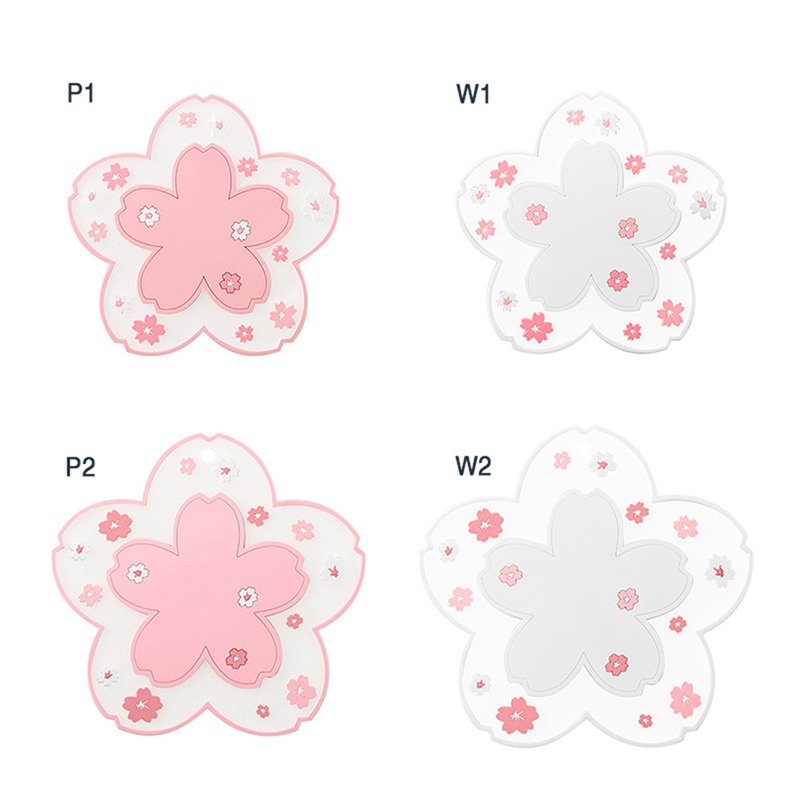 花朵隔熱餐墊 PVC軟膠餐桌鍋墊 可懸掛防滑櫻花盃墊 ins風可愛櫻花防滑墊子 桌墊