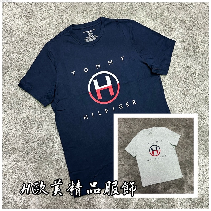 H精品服飾💎Tommy Hilfiger 新款 大H 經典logo款 深藍/淺灰 短袖✅正品現貨