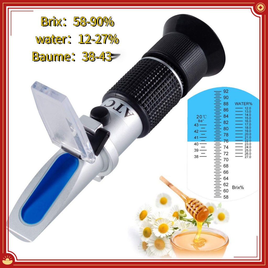 帶 ATC 的蜂蜜折光儀 - 用於蜂蜜水分、白利糖度和體重計的折光儀,58-90% 白利糖度 38-43oBe '(體積