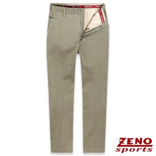 ZENO傑諾-重磅棉slim fit修身彈性平口休閒長褲‧卡其