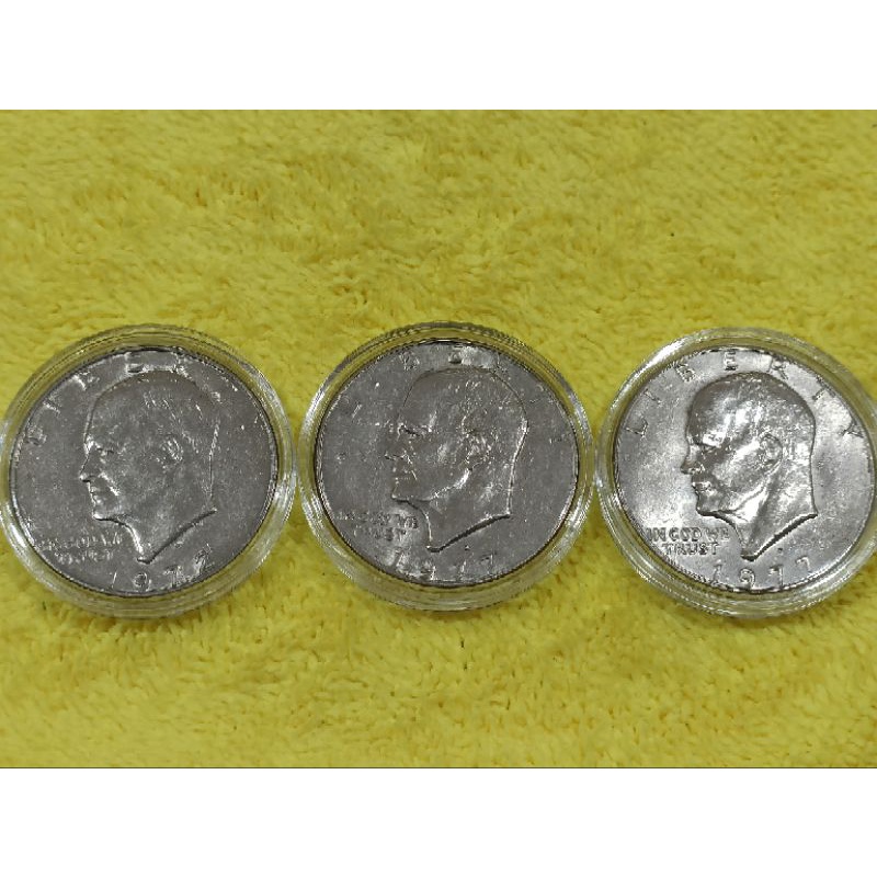 早期1970年代 美金大1元銅鎳幣錢（附錢幣收藏盒）