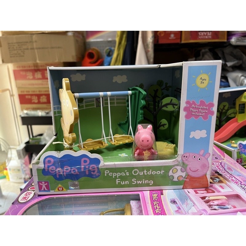 現貨 全新 出清特價 正版 Peppa Pig 粉紅豬小妹 - 戶外遊戲組(盪鞦韆+溜滑梯)