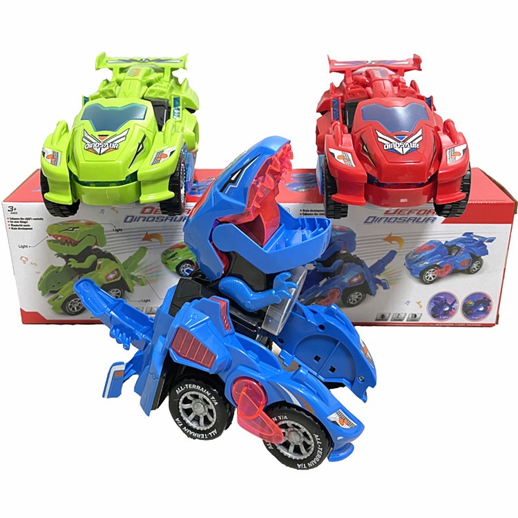 【發光玩具車】 變形恐龍玩具車 聲光電動車