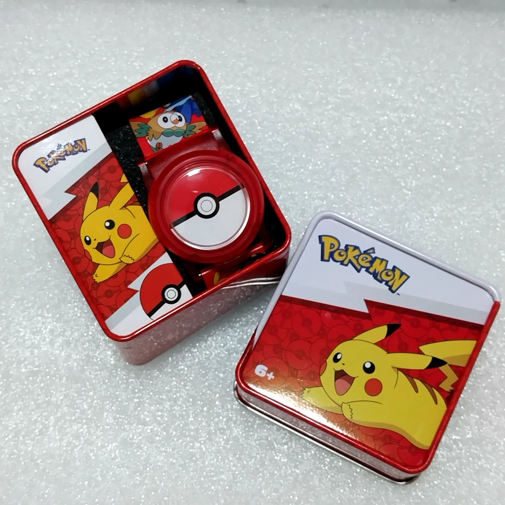 &lt;現貨&gt;美國 寶可夢 手錶  兒童 電子錶 LED 不防水 Pokemon 生日禮物 紅白款鐵盒 平行輸入