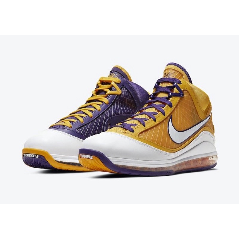 全新 正版 Nike LeBron 7 Lakers CW2300-500 陰陽 鴛鴦紫黃配色 LBJ 7 Us8.5