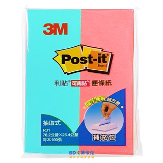 3M 臺灣 Post-it 利貼可再貼抽取式便補充包 R31-2（不挑色）