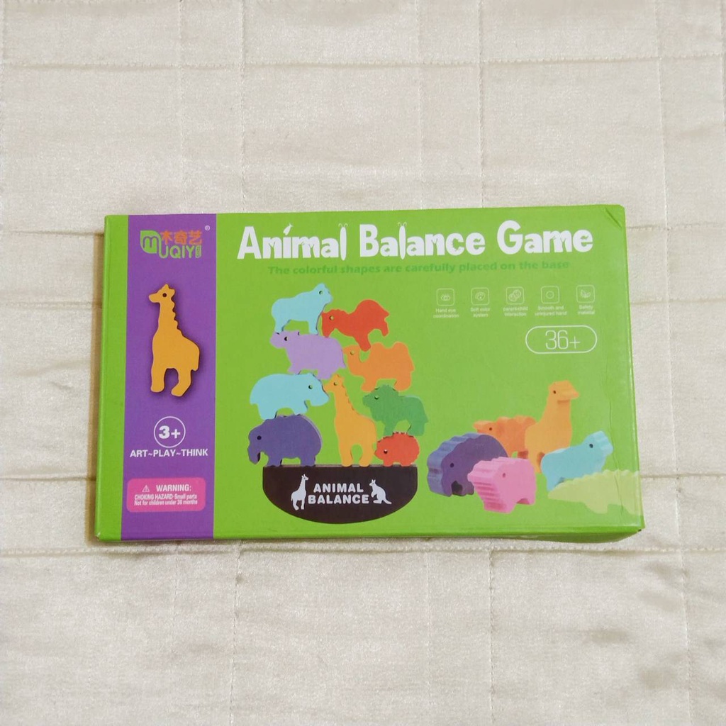 【現貨】木製疊疊樂 動物平衡積木遊戲 動物世界
