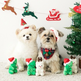 【NiNiJA (犬貓)】寵物玩具-韓國Bite me 聖誕熊(一組) 造型玩具啾啾玩具 發聲玩具