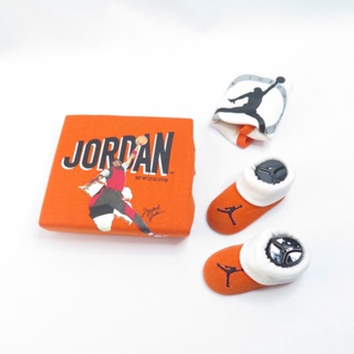 JORDAN 爬爬服禮盒 嬰幼兒包屁衣 三件套 JD2313022NB001 火焰桔【iSport】