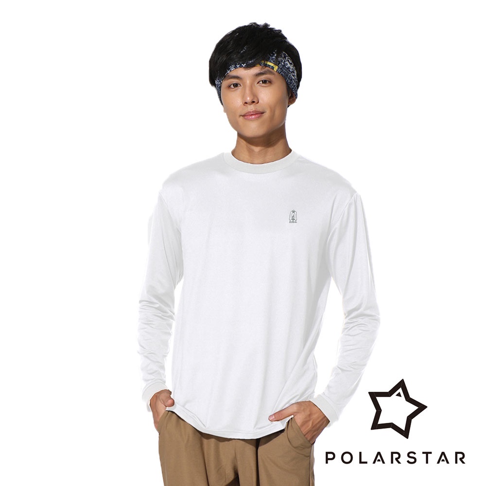 【PolarStar】中性繡花彈性長袖上衣『白』P22901