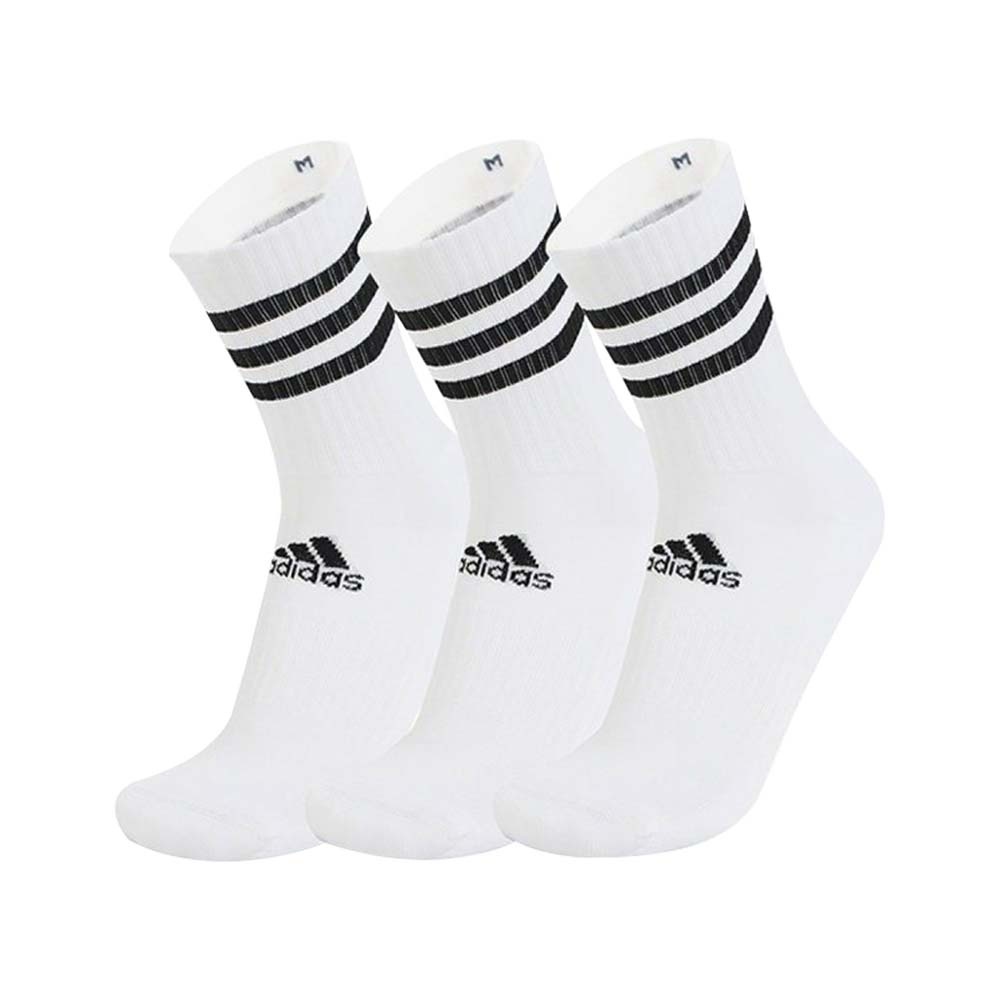 ADIDAS 男 黑白  愛迪達 中筒襪 襪子 慢跑三線 3雙入 中筒   白色DZ9346 黑色DZ9347