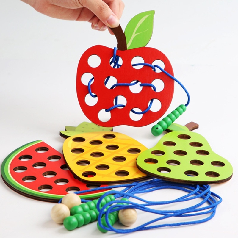 哈哈木繫帶水果穿線玩具益智旅行遊戲精細運動技能適合 3 4 5 歲幼兒嬰兒兒童男孩