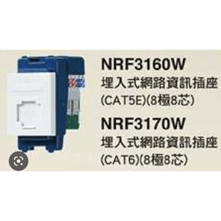 國際牌星光 Panasonic | 埋入式資訊插座 / NRF3160W Cat.5/ WRF3170W cat.6插座