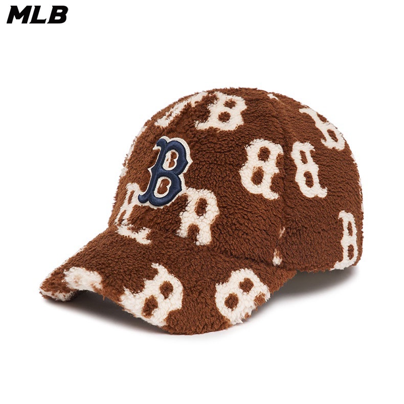 MLB 棒球帽 FLEECE可調式軟頂 MONOGRAM系列 紅襪隊 (3ACPMF126-43BRD)【官方旗艦店】