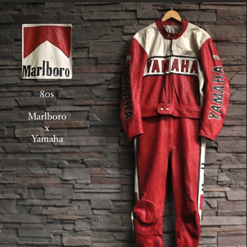古董 80s 極罕見 Marlboro x Yamaha 萬寶路 聯名 連身賽車皮衣