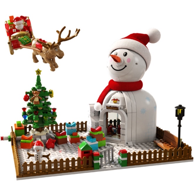 (森寶，第三方 積木) 聖誕節 雪人禮物屋 貨號SD601156