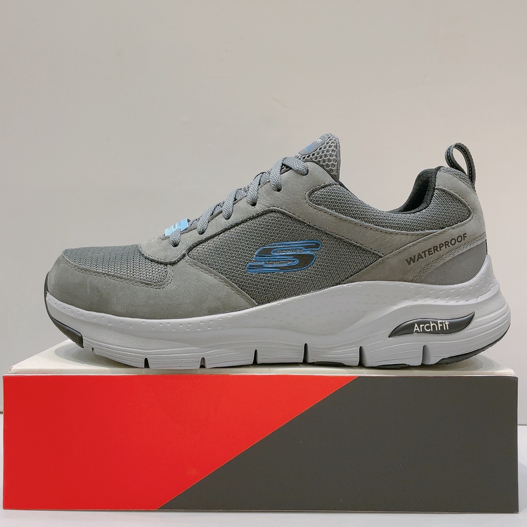 SKECHERS ARCH FIT (WATERPROOF) 男生 灰色 防水 足弓支撐 慢跑鞋 232500CHAR