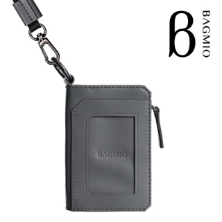 BAGMIO 雙卡雙色鑰匙零錢包(附織帶)-灰黑