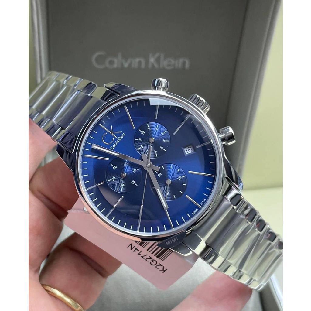 現貨 帝安諾 實體店面 Calvin Klein CK 大三眼 深藍錶盤 精鋼 手錶 男女錶 精鋼錶帶 K2G2714N