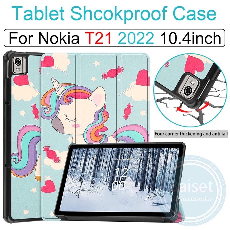 NOKIA 適用於諾基亞 T21 2022 10.4 英寸平板電腦 PU 皮套可調節折疊支架保護套