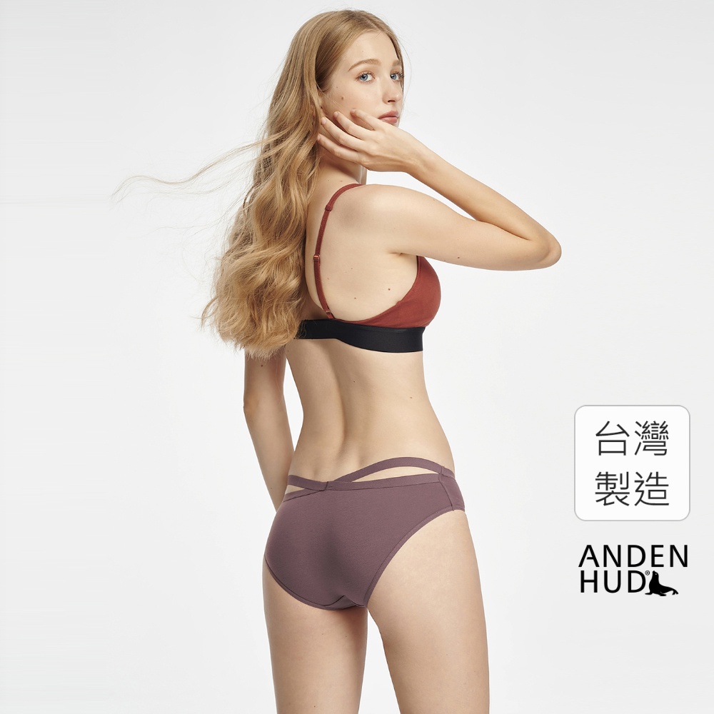 【Anden Hud】Taiwan Select．交叉美臀低腰三角內褲(灰褐玫) 台灣製