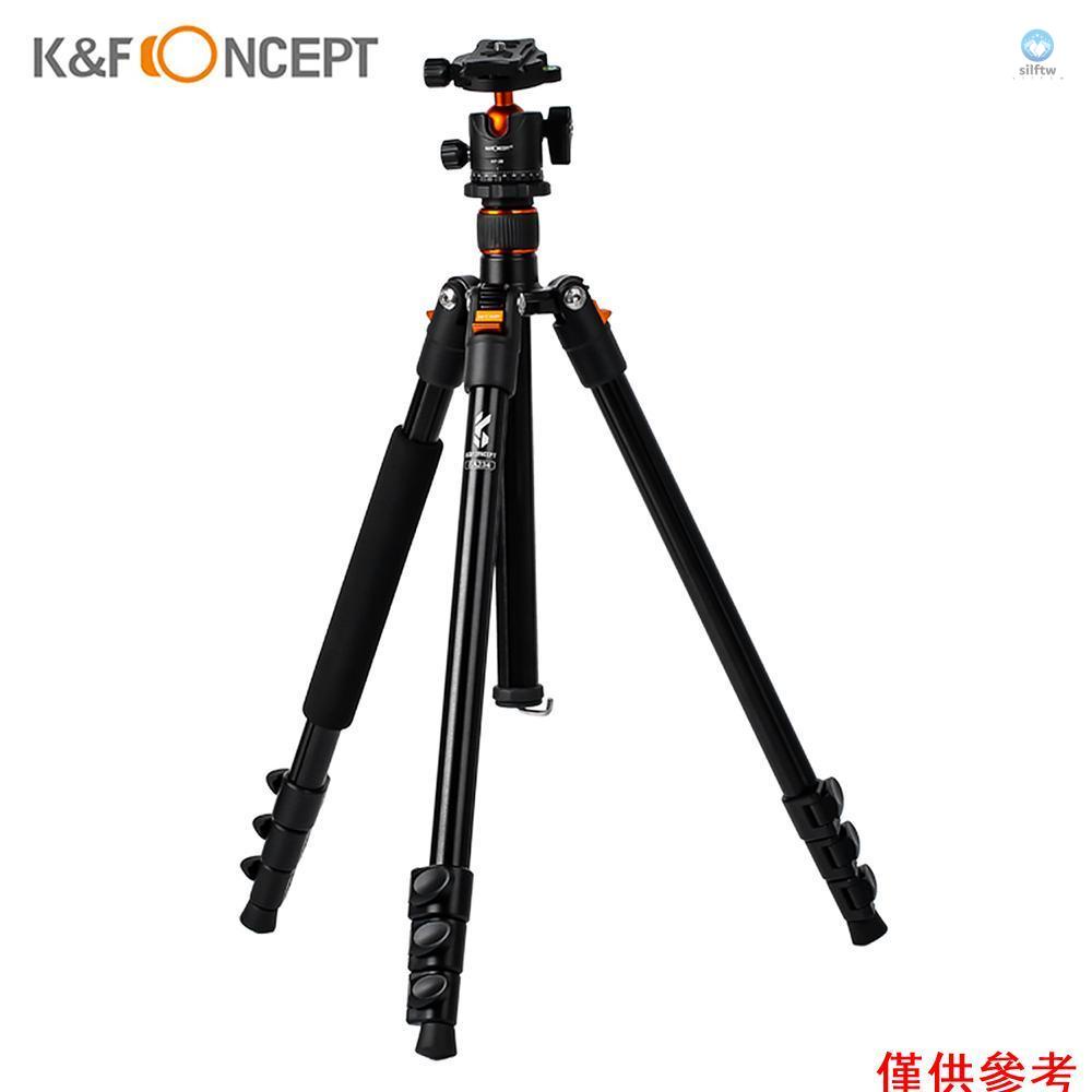 K&amp;f CONCEPT 可調高度相機三腳架鋁製 4 節 63.4in/161cm 10KG 有效載荷全景 3