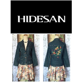 飄舞衣世界《設計師品牌 HIDESAN海蒂山》漂亮十字架玫瑰刺繡花朵顯瘦牛仔外套／M