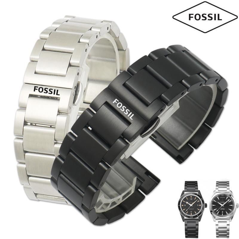 Fossil/化石手錶帶鋼帶石英錶機械錶男蝴蝶扣表鏈適用原裝22 24MM