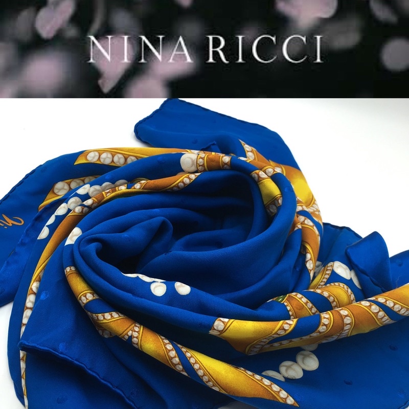 二手真品NINA RICCI ❤️狀況不錯❤️絲巾 披巾 蝴蝶結圖 86*86公分 U437