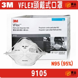 3M 9105 VFLEX 頭戴式口罩 N95 (95%)