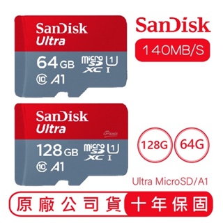 SANDISK 128G 64G ULTRA MicroSD 140MB/S UHS-I C10 A1 記憶卡 紅灰