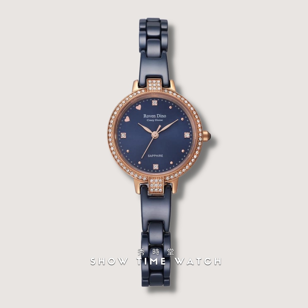 Roven Dino 羅梵迪諾 閃耀優雅細緻陶瓷帶腕錶-藍玫瑰金 RD6094BU [ 秀時堂 ]