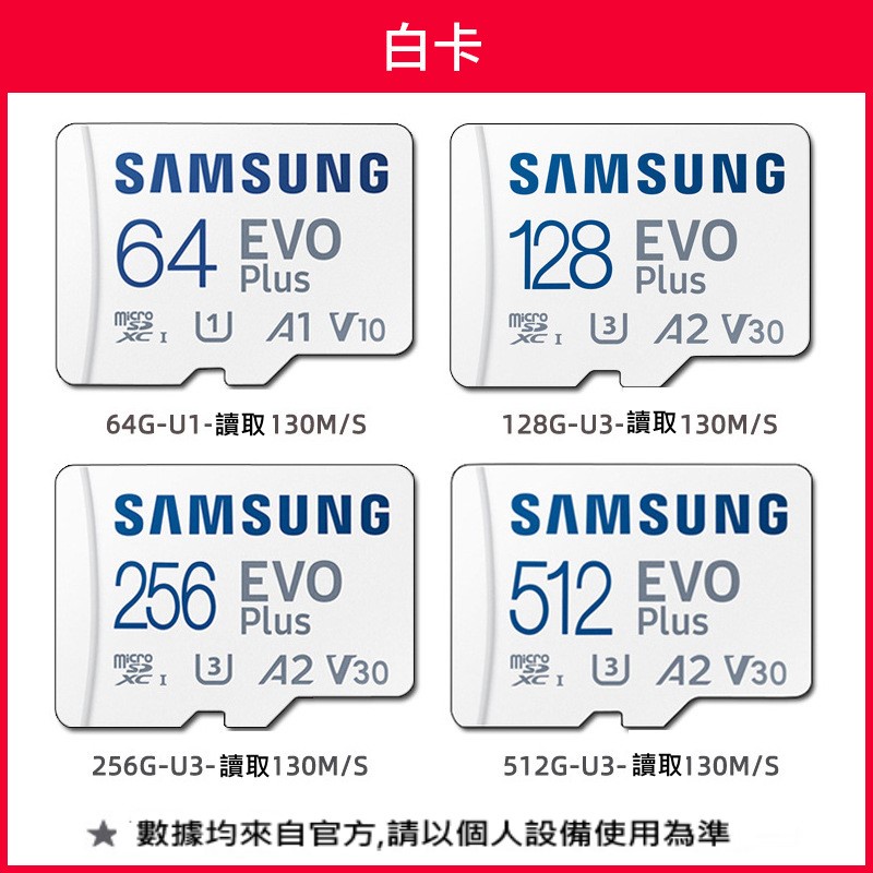 SAMSUNG三星 EVO Plus 128GB microSDXC TF卡 無人機運動相機 4K高速記憶卡