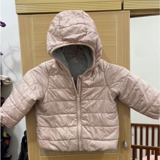 童裝/NET連帽粉色雪花鋪棉保暖外套100碼