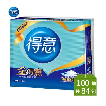 【6月促銷】10倍蝦幣｜金得意極韌連續抽取式花紋衛生紙100抽*12包*7袋 #丹丹批發網