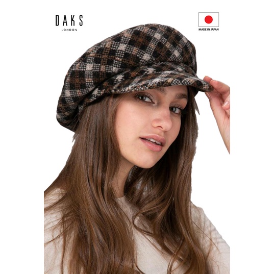日本製 DAKS 冬季羊毛格子 女報童帽(D9574)