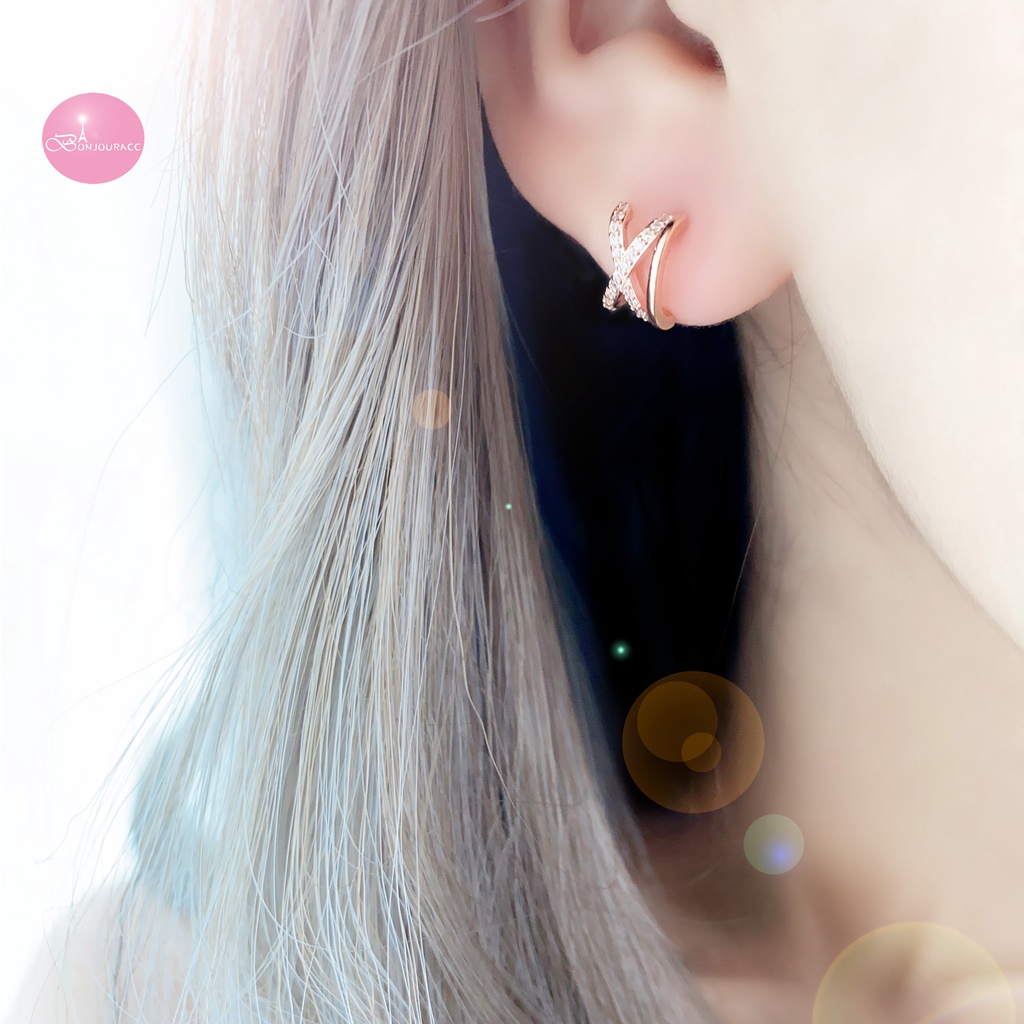 韓國 XI造型 耳環 925銀針 夾式 針式 台灣現貨【Bonjouracc】