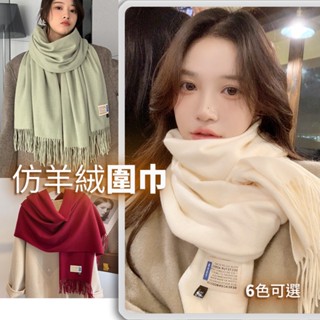 冬季新款 仿羊絨長款圍巾 莫蘭迪圍巾 茶色圍巾 女生圍巾 圍脖 保暖圍巾 披肩 流蘇圍巾 日韓系圍巾 防風圍巾