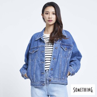 SOMETHING 復古丹寧夾克外套(中古藍)-女款