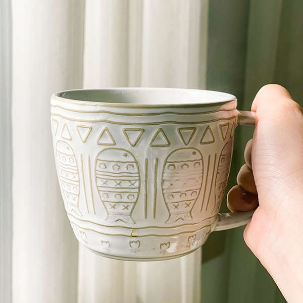 復古陶瓷水杯馬克杯男生家用小眾設計咖啡杯子高級感大容量500ml
