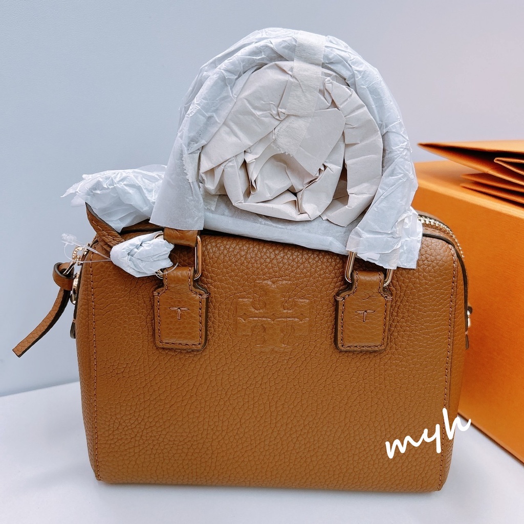 TORY BURCH THEA 迷你波士頓包 流蘇裝飾 雙背帶 (焦糖棕)