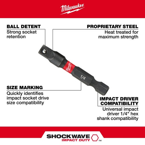 米沃奇 Milwaukee美沃奇 無包裝 起子機轉1/4"(2分頭）接桿 5CM