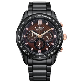 【柏儷鐘錶】Citizen 星辰錶 三眼計時 光動能錶 藍寶石水晶玻璃 亞洲限定 格紋可可色 CA4534-81X