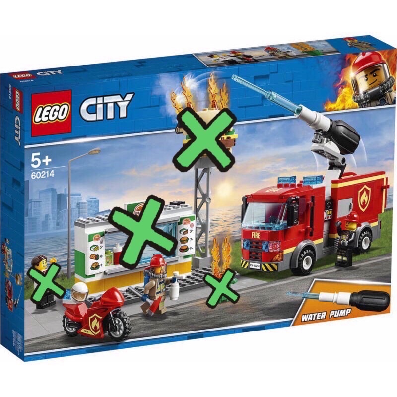 樂高城市系列盒組 拆售 漢堡餐廳火災救援LEGO 60214