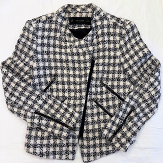 ZARA BASIC千鳥格紋斜拉鍊外套 USA:XS 二手