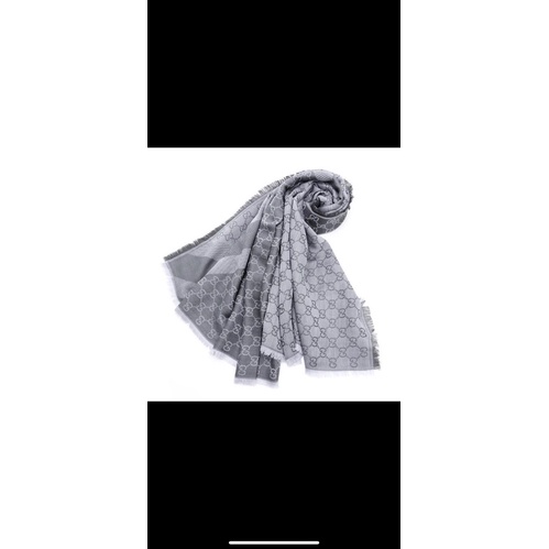 全新正品GUCCI銀灰色羊毛圍巾140x140