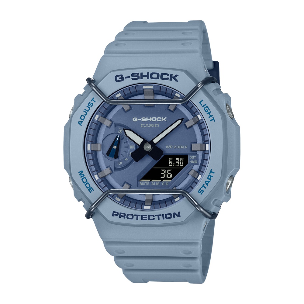 CASIO卡西歐 G-SHOCK時尚灰藍 八角形錶殼 GA-2100PT-2A_45.4mm